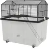 PawHut Hamsterkäfig, Nagerkäfig, 2 Etagen, mit Rollen, Plattform und R...