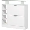 HOMCOM Moderne Schuhschrank mit zwei kippbaren Schubladen für 12 Paare...