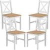 HOMCOM Set mit 4 Esszimmerstühlen, Küchenstühle, Landhausstil, hohe Rü...