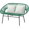 Outsunny Gartenbank 2-Sitzer aus Stahl und Rattan-Seilgeflecht mit 2 K...