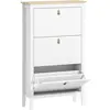 HOMCOM Schuhschrank 21 Paar, schmaler Schuhschrank mit 3 Klappschublad...