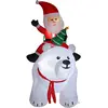 Outsunny Aufblasbarer Weihnachtsmann auf Eisbär 200 cm mit 5 LED-Leuch...