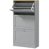 HOMCOM Schuhschrank 18 Paar, moderner schmaler Schuhschrank mit 3 klap...