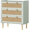HOMCOM Kommode 3 Schubladen Schlafzimmer Schrank Bohème-Stil mit Holzr...