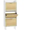 HOMCOM Schuhschrank Schuhregal 3 Klapptüren 18 Paar, geflochtene Harzo...