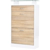 HOMCOM Schuhschrank Schuhregal 2 klappbare Türen 2 Fachböden, Schublad...