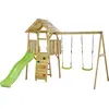 Holzspielplatz, 2 Schaukeln, Rutsche, Kletterwand, WOODI-Hütte