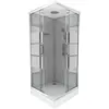 Komplettdusche 90×90×215 cm, Duschtasse, Gleittüren, 5 mm ESG, Armatur
