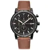Herrenuhr Chronograph 45 mm Edelstahl mit Datumsanzeige, Lederarmband ...
