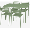 sweeek - Gartentisch + 4 Stühle aus Stahl - Grün