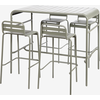sweeek - Outdoor-Bartisch + 4 Barhocker mit Lehne aus Stahl - Khaki