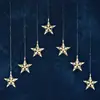 Lichtervorhang LED mit 7 Sternen, warmweiß
