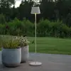 LED-Akku-Stehlampe Pomezia, weiß, 124 cm, IP54, USB