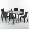 Polyrattan Tisch Rechteckig mit 6 Bunten Stühlen 150x90 Beige Marion