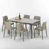 Polyrattan Tisch Rechteckig mit 6 Bunten Stühlen 150x90 Beige Marion