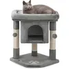 'merkloos' lionto Kratzbaum für Katzen 60 cm, mit Kuschelhöhle, Plüsch...