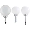 3er Set LED Außen Solarleuchten, Kugel weiß, 15 und 20 cm