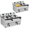 Doppelte Elektrofritteuse mit Hahn 230 V 2 x 3000W 2 x 10 L