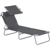 Outsunny Sonnenliege klappbar Gartenliege Liegestuhl mit Sonnenschutz ...