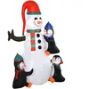 HOMCOM Aufblasbarer Schneemann Weihnachten mit 3 Pinguinen, LED Beleuc...