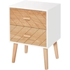 HOMCOM Nachttisch Nachtkommode Flurkommode mit Schubladen Holz weiß + ...