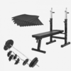 GORILLA SPORTS® Hantelbank - mit 100kg Hantelset, inkl. 6 Schutzmatten...