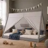 Homestyle4u Kinderbett 90x200 mit Lattenrost Hausbett Tipi Holzbett Gr...