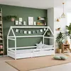 Homestyle4u Kinderbett 90x200 mit Lattenrost mit Rausfallschutz Hausbe...