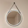 Lucande LED-Spiegel Lelin, Ø 60 cm, schwarz, Aluminium, CCT
