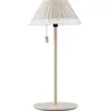 Lindby LED-Akku-Tischleuchte Ilvi, beige, Alu, Ø 17,5 cm