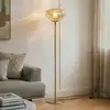 Lindby Stehleuchte Lelia, amber, Glas, Metall, 150 cm