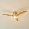 Lucande LED-Deckenventilator Faipari, nickel/Holz, DC,132cm