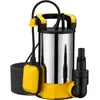 Wiltec, Wasserpumpe, flachsaugende Tauchpumpe Schwimmer 400W Edelstahl...