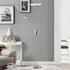 Lindby LED-Stehlampe Yveta, nickelfarben, Leselampe, dimmbar