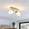 Lindby Deckenstrahler Wanessa, 39cm, 2-flg., Holz, weiß, E14