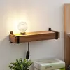 Lindby Wandleuchte Sverina, 40 cm, Holz, Stecker, E27