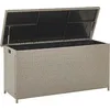 BELIANI Auflagenbox Taupe Rattan 126 x 46 cm 290 L mit Deckel für Gart...