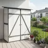 Gartenschuppen XXL Holzschrank Weiß/Grau mit Doppeltür & Stauraum