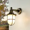 LIDO Außenwandleuchte Messing rostfrei Schirm Riffelglas E27 Premium m...
