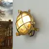 Licht-Erlebnisse Wandlampe Außen Messing IP44 Maritim rund wetterfest ...