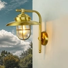 Licht-Erlebnisse Wandlampe Außen Messing Glas IP43 Maritim wetterfest ...