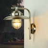 LICHT-ERLEBNISSE Nickel Außenwandlampe IP43 Maritim Echt-Messing Haus ...