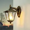 LICHT-ERLEBNISSE Außenwandlampe IP43 E27 Echt-Messing Rustikal Außenle...