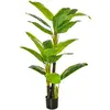 HOMCOM künstlicher Bananenbaum Dekorative Kunstpflanze 150 cm für Inne...