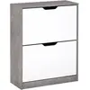 HOMCOM Schuhschrank Schuhregal Schuhbank mit 2 Kippschubladen Einfache...