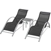 Outsunny 3-tlg Gartenliege mit Tisch Gartensitzgruppe Metall Mesh Schw...