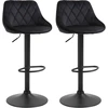 HOMCOM Barhocker 2er-Set Höhenverstellbar Schwarz Bistrohocker mit Fuß...