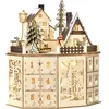 HOMCOM Weihnachts-Adventskalender mit 24 Zugkästen, LED-Lichter, Adven...