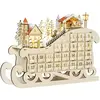 HOMCOM Adventskalender zum Befüllen 24 Schubladen mit LED-Lichtern Sch...