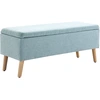 HOMCOM Sitzbank Hellgrün Polsterbank mit Stauraum 110x39x45cm aus lein...